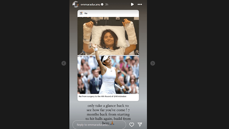 Raducanu regardait les points positifs de cette histoire Instagram.