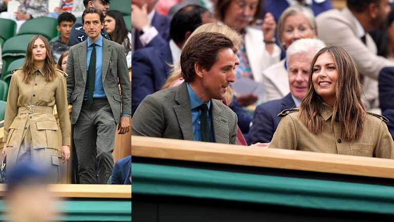 Sharapova et son fiancé Alexander Gilkes ont pris place sur le Court Central, 20 ans jour pour jour après la victoire de la Russe ici.