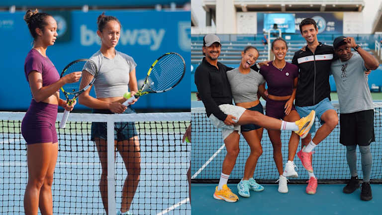 La sœur cadette de Leylah, Bianca (en gris), a brièvement assumé les fonctions d'entraîneur à Cincinnati.