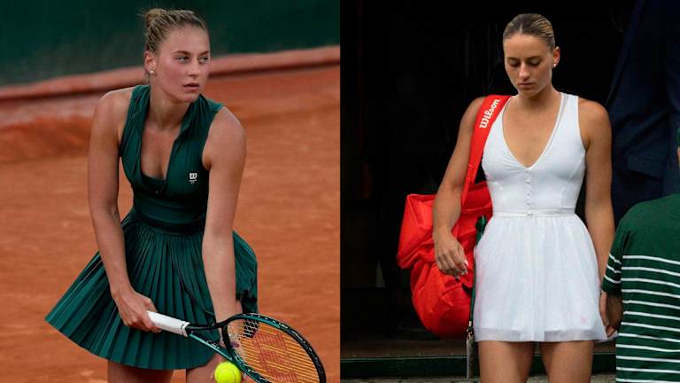 Quelques-unes des robes de tennis de Kostyuk sont devenues virales, notamment sa tenue vert forêt de Roland Garros et son look inspiré d'une robe de mariée de Wimbledon.