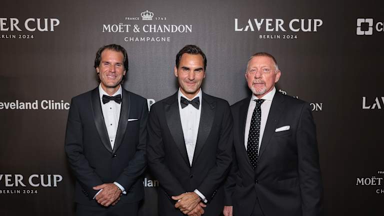 Grandes retrouvailles à la Laver Cup : Tommy Haas avec Roger Federer et Boris Becker.