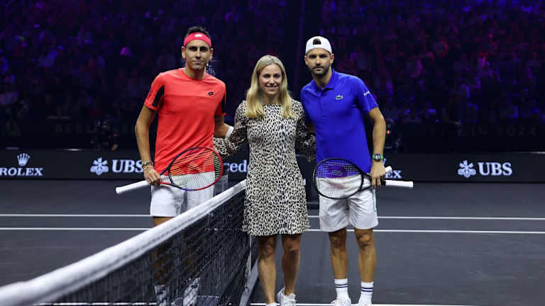 Kerber a fait le tirage au sort avant le match entre Tabilo et Dimitrov à la Laver Cup 2024.