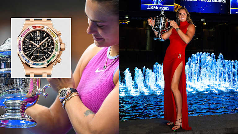 Sabalenka porte une montre Audemars Piguet en or rose après avoir remporté son premier titre à l'US Open.