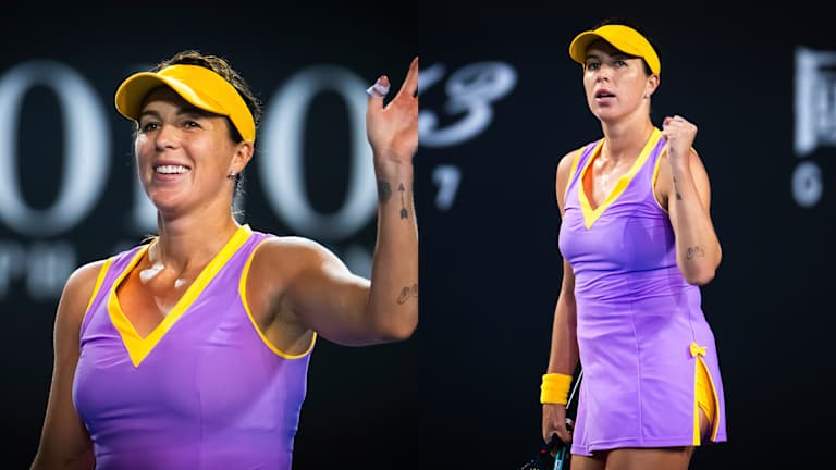 Anastasia Pavlyuchenkova dans ses propres vêtements de tennis