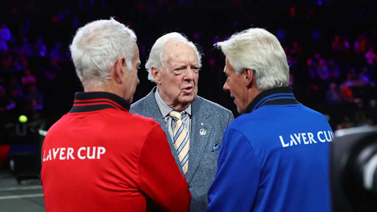 John McEnroe et Bjorn Borg avec Stolle à la Laver Cup 2019.
