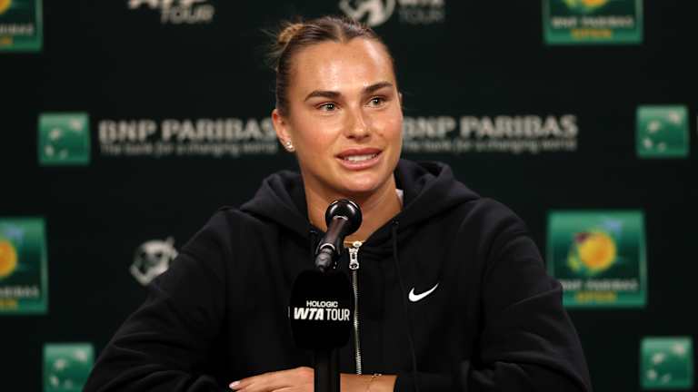 "Je te le dirai plus tard après mon premier match. J'espère que je l'aimerai toujours!" dit la tête de série Sabalenka.