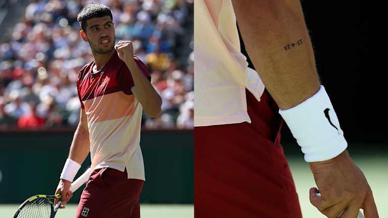Les fans aux yeux d'aigle ont remarqué la nouvelle encre d'Alcaraz, qui se lit «23.04.25», lors de son premier match à l'Open de BNP Paribas.