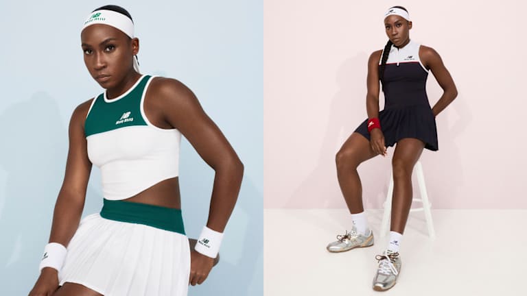 Gauff a frappé le terrain avec des pièces de New Balance x Miu Miu, la nouvelle gamme de tennis de l'équipement lors de ses prochains événements.
