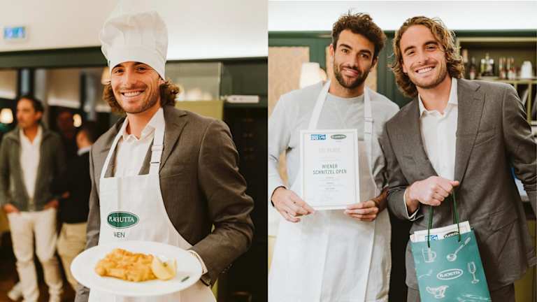 Avant de se retirer du tournoi mardi, Tsitsipas a participé à des activités promotionnelles.