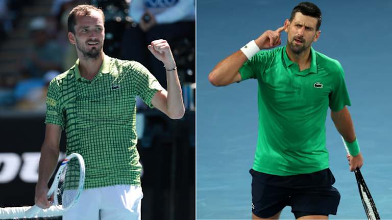 Daniil Medvedev et Novak Djokovic en Lacoste