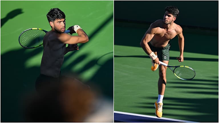 Alcaraz a fait fonctionner son éclat doré lors de sa séance d'entraînement en solo.