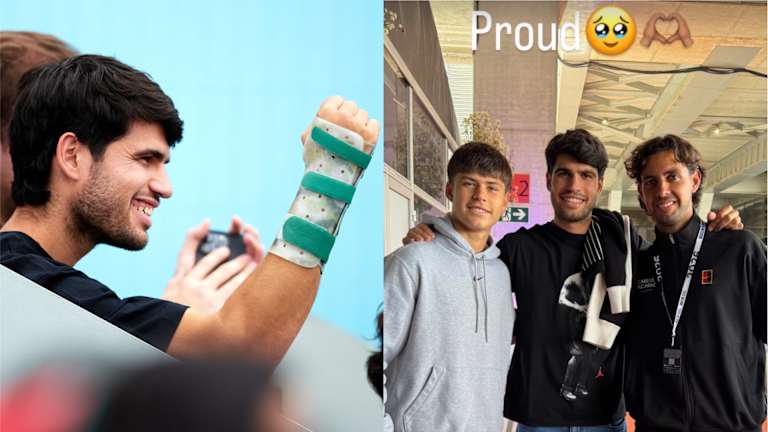 Carlos regarde son jeune frère Jaime, 14 ans, remporter sa première victoire à l'Open de Madrid.